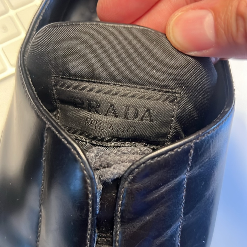 🛑 1 hour sale. Prada, Men’s Black Leather Lace Up Oxfords, Authentic 2776 Size 9 - Picture 7 of 13